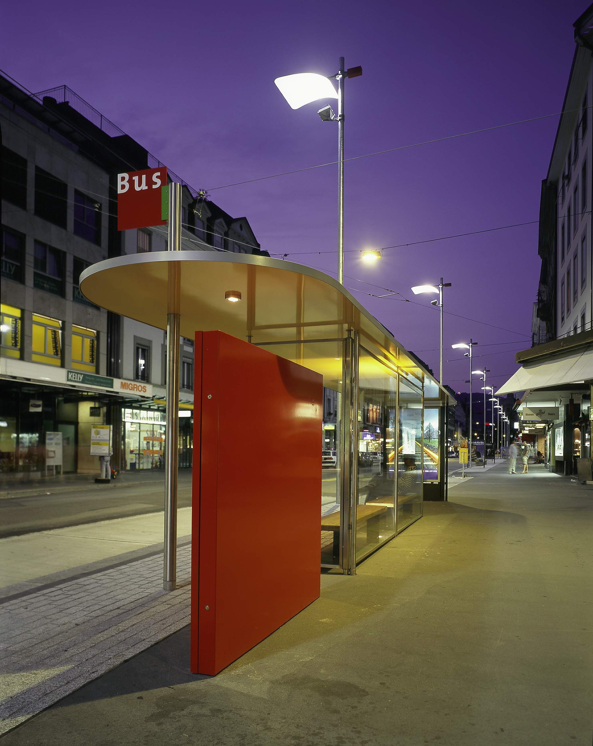: Bushaltestellen-System, Biel, Anerkennungspreis Berner Heimatschutz, bauzeit architekten