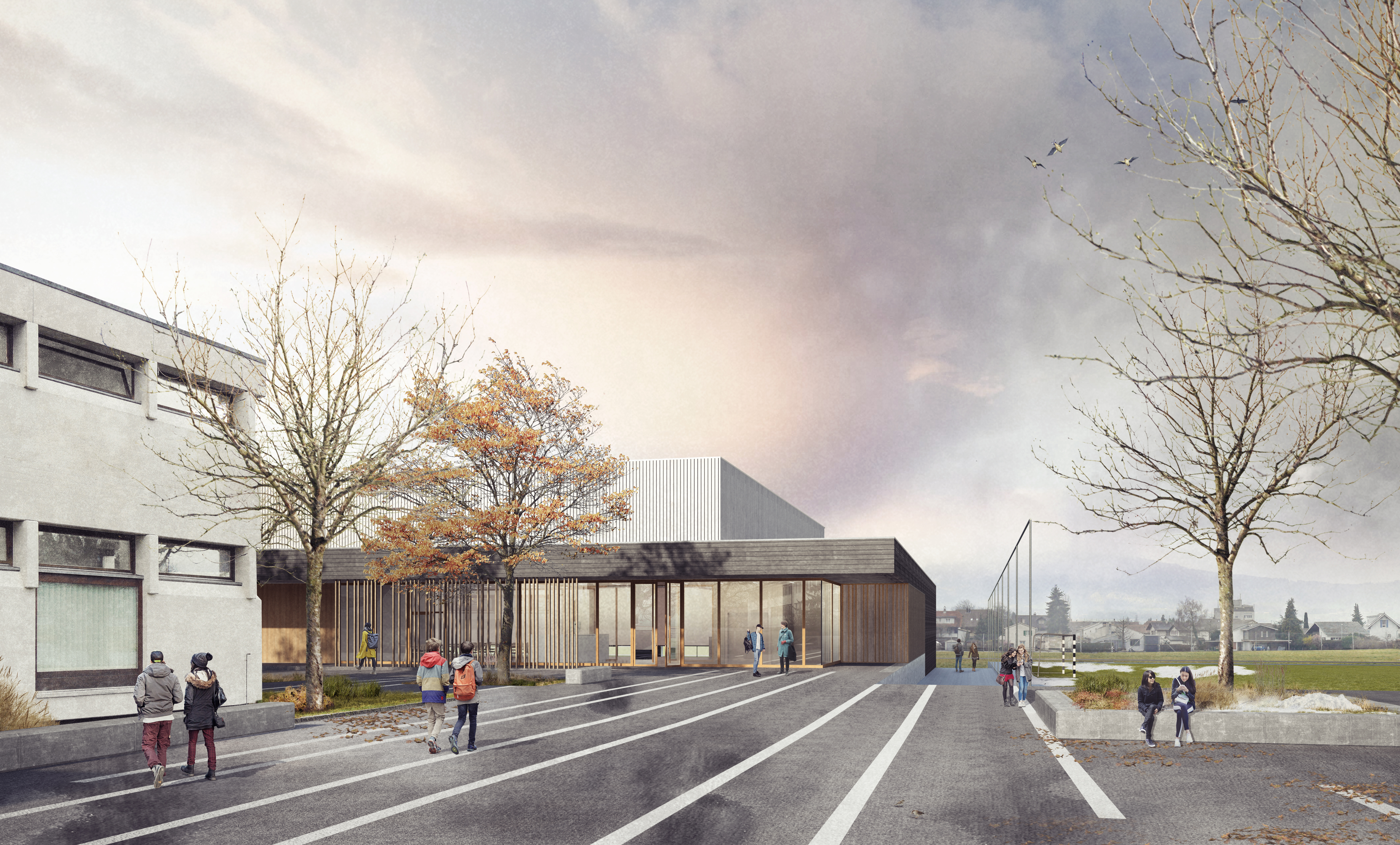 : Centre scolaire, culturel et sportif de Schönau, Steffisburg, bauzeit architekten